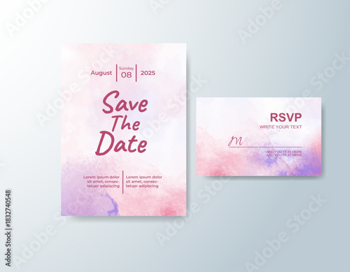 Wedding invitation with abstract splash watercolor