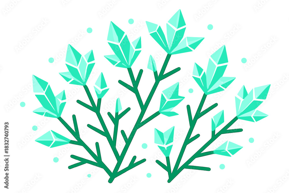 Fototapeta premium Crystal Frost Branches. Crystal Frost Branches. Flat minimalist vector illustration of Crystal Frost Branches.