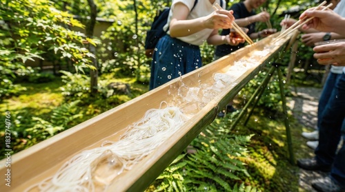 Refreshing Japanese summer tradition of eating flowing noodles outdoors