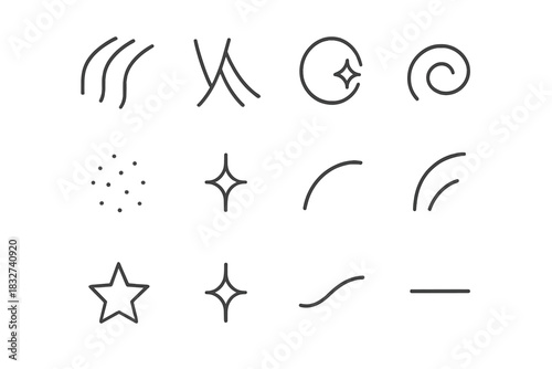 Blanket Icon Set. Blanket accents. Line outline icon set of Blanket accents: blanket folds, drape lines, cozy