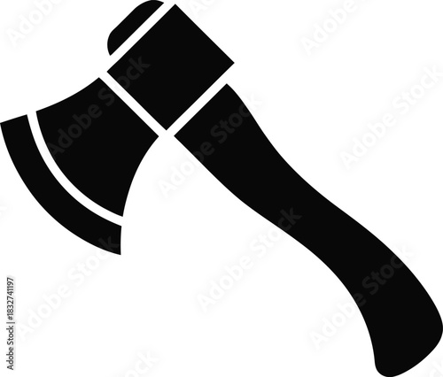 Axe tool silhouette icon for woodcutting, forestry, lumberjack
