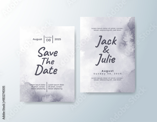 Wedding invitation with abstract splash watercolor