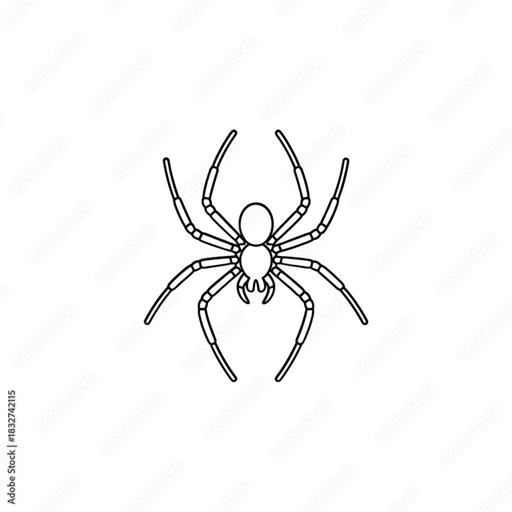 Fototapeta premium Minimalist line art drawing of a spider on a white background
