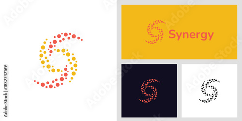 Synergy Spiral Logo Design with Abstract Dot Swirl Symbol for Technology, Collaboration, Innovation, and Modern Corporate Branding