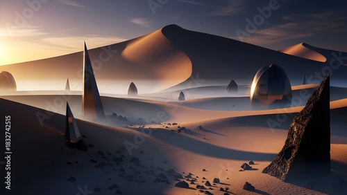 sunset in the sahara desert