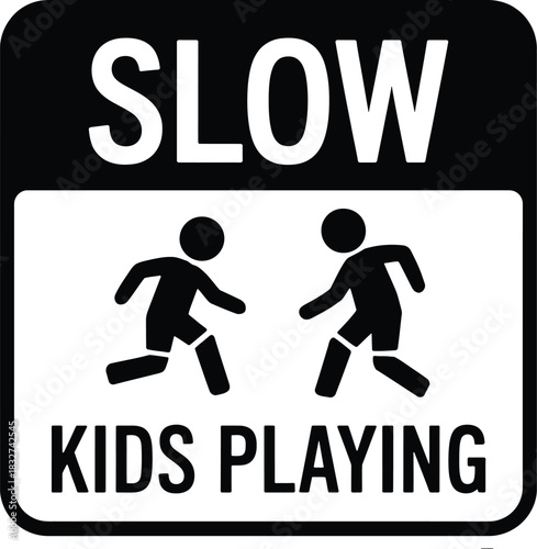 Slow kids playing sign isolated vector illustration