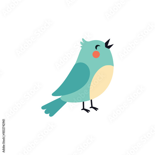 A delightful cartoon bluebird character happily singing a cheerful song
