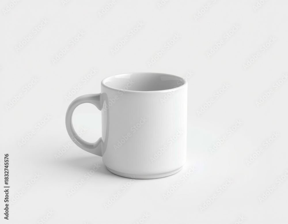 Obraz premium Isolated, single white ceramic coffee mug on a plain white background with no people.