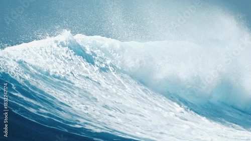 Powerful ocean wave breaks on the shore. Indian Ocean, the Maldives