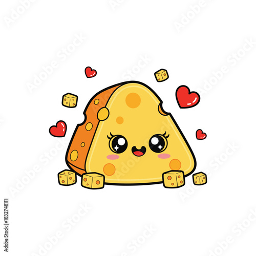 Cheese with cute face cartoon vector illustration design graphic