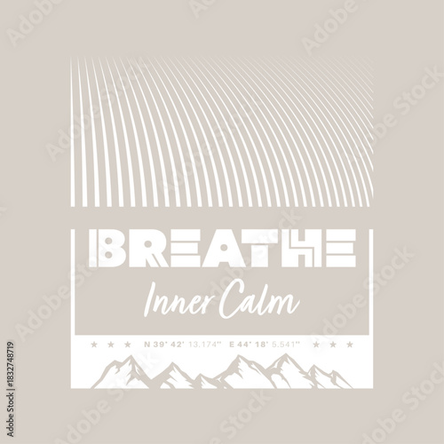 A serene minimal design combining smooth lines and mountain silhouettes to express calmness, balance, and mindful breathing.