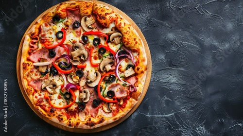 Pizza Collection: Assorted Margherita, Pepperoni, Cheese & Loaded Pizzas (Whole & Slices) on Wooden Peels, Metal Pans & White Plates, with Varied Backgrounds (Dark, Plain) for Italian Cuisine,