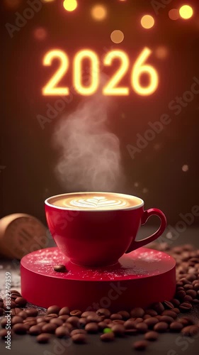 New Year's animated banner in a coffee style