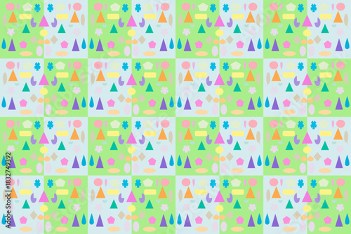 Mixed geometric shape form a pattern to be basic stripe pattern.