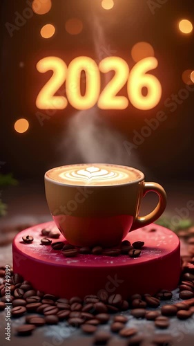 New Year's animated banner in a coffee style