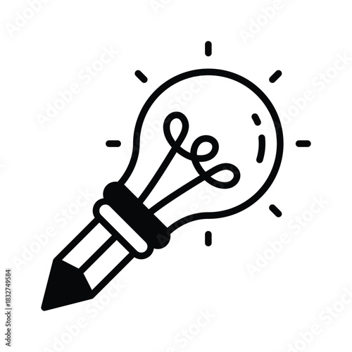 Creativity, writing skills, and idea generation, creative writing glyph icon