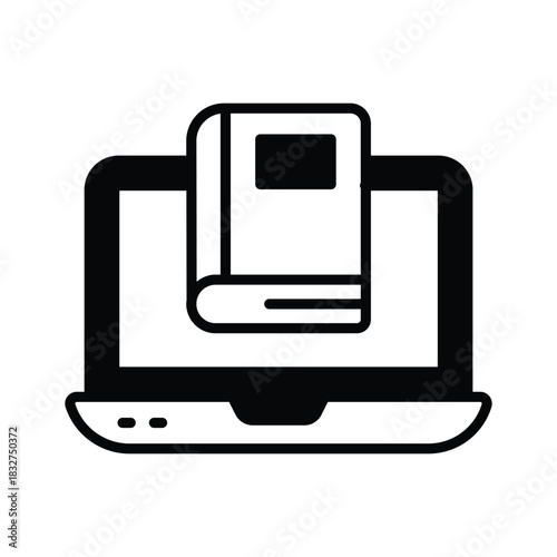 A laptop with books symbolizing virtual libraries and digital reading