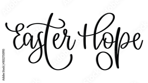 Elegant black script lettering spelling easter hope with a subtle shadow effect on a clean white background perfect for spring holiday designs and inspirational messages