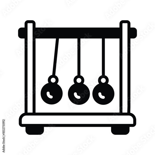 Newtons cradle representing physics concepts and scientific learning glyph icon