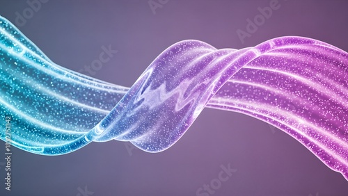 A vibrant, swirling ribbon of light intertwines in a mesmerizing dance against a gradient background