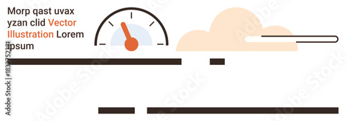 Performance measurement, progress tracking, efficiency, business success, goal setting, speed monitoring. Graphic shows a speedometer with a pointer and text blocks. Performance measurement