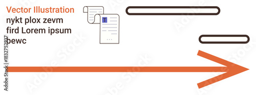 Business planning, workflow processes, document management, direction, organization, communication flow. Orange arrow points right with text and document icons. Workflow and organization concepts
