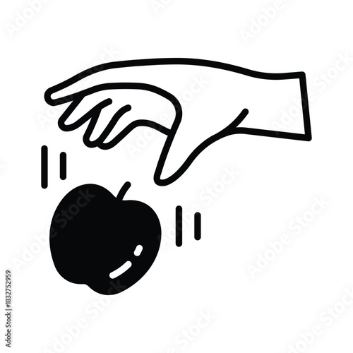 Hand dropping an apple symbolizing Newton�s law and scientific principles