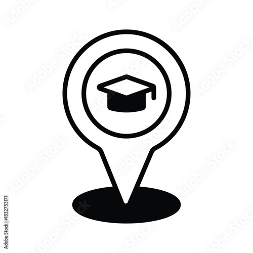 glyph style icon of school or campus location, premium vector