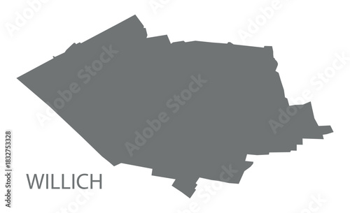 Willich city map with boroughs grey illustration silhouette shape