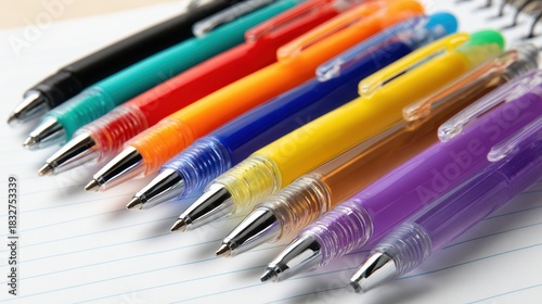Multi-colored Pens on Lined Paper