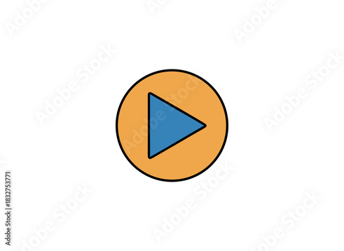 Orange Circle with Blue Triangle Play Button Icon on Black Background Simple Abstract Geometric Shape Vector Illustration Free Download Orange Circle with Blue Triangle Play Button Icon on Black Background Simple Abstract Geometric Shape Vector Illustration - GFXLoad