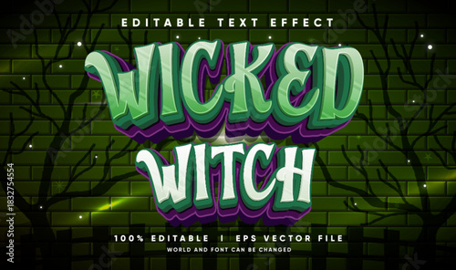 wicked witch vector text effect with modern style