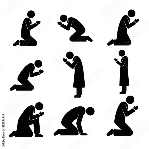 Illustrations of People in Prayer Positions - A Visual Guide.