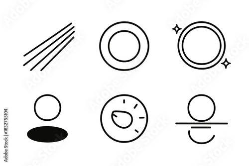 Minimalist Icon Set. Creative Effects linear icon set: beam line, color gradient, glow ring, shadow, dimmer knob, reflection