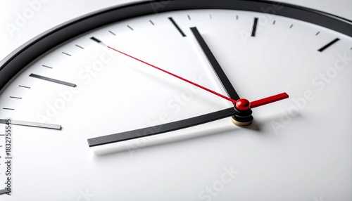 Modern analog clock with white face showing 8:20