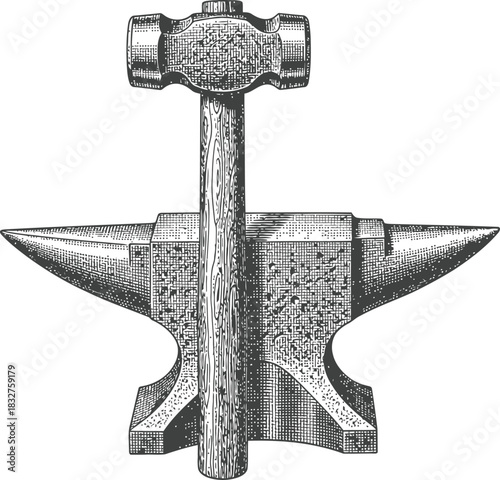 Anvil and hammer silhouette representing blacksmithing and traditional craftsmanship