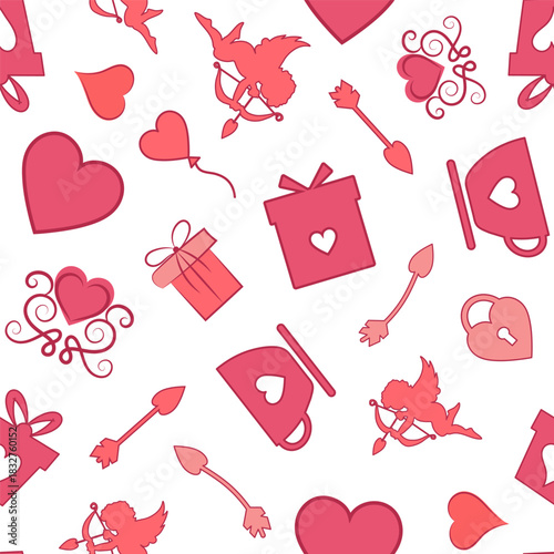 Set of hearts seamless pattern background, ideal for celebrations, holidays, wedding and valentines day