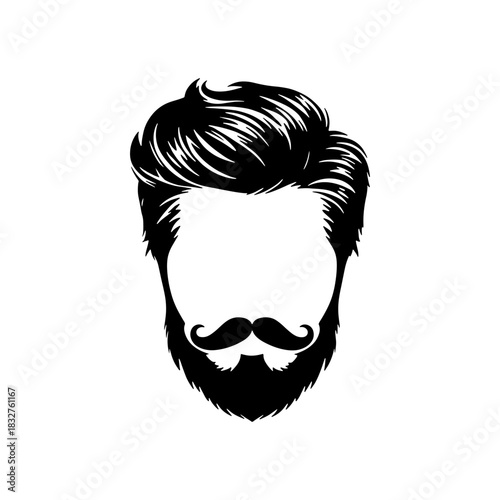 Silhouette of a Man with a Stylish Mustache and Hair