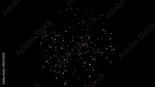 Colorful fireworks explosion animation on black background