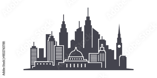 City vector illustration in black over a white surface