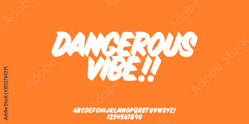 Elegant Font. Groovy Font. Graffiti Font. Creative Hand Drawn Uppercase and Number. Street Art Classic Lettering Fashion Designs Typography modern serif  decorative vintage concept vector illustration