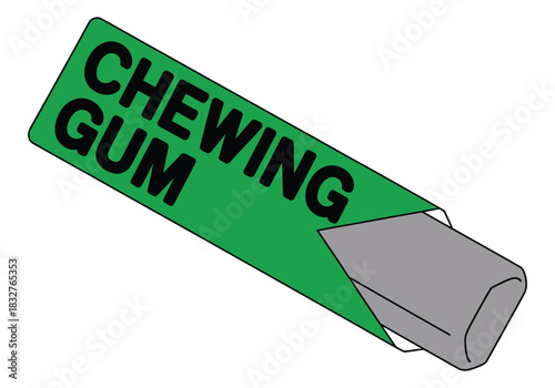 A green wrapper is partially removed from a stick of chewing gum.