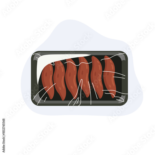 sliced pork liver in a wrapped tray. fresh pork liver in plastic wrapped tray