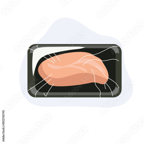 uncooked chicken breast protein food in plastic packaging. raw chicken chicken breast packaged meat in plastic tray