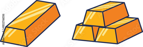 Hand drawn gold bars illustration representing wealth and financial security
