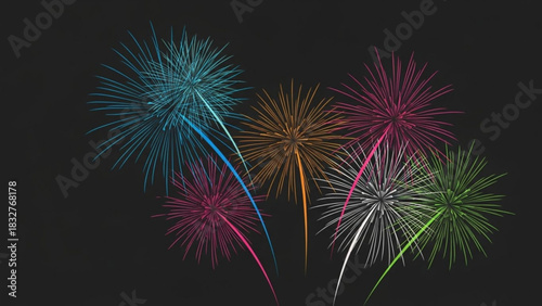 A vibrant display of colorful fireworks bursting against a dark night sky symbolizing celebration and joyful occasions