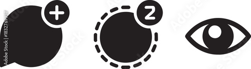 Graphic design user interface icons set includes selection tools visibility and layers management functions