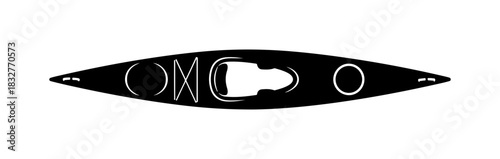 Overhead Silhouette of a Kayak with "OMC" Branding