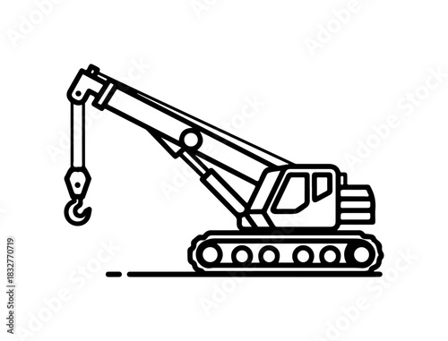 Crawler Crane Line Icon