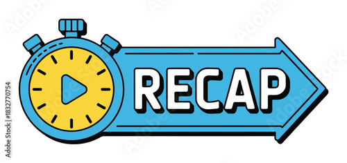 Recap icon with stopwatch and play button indicates review or summary